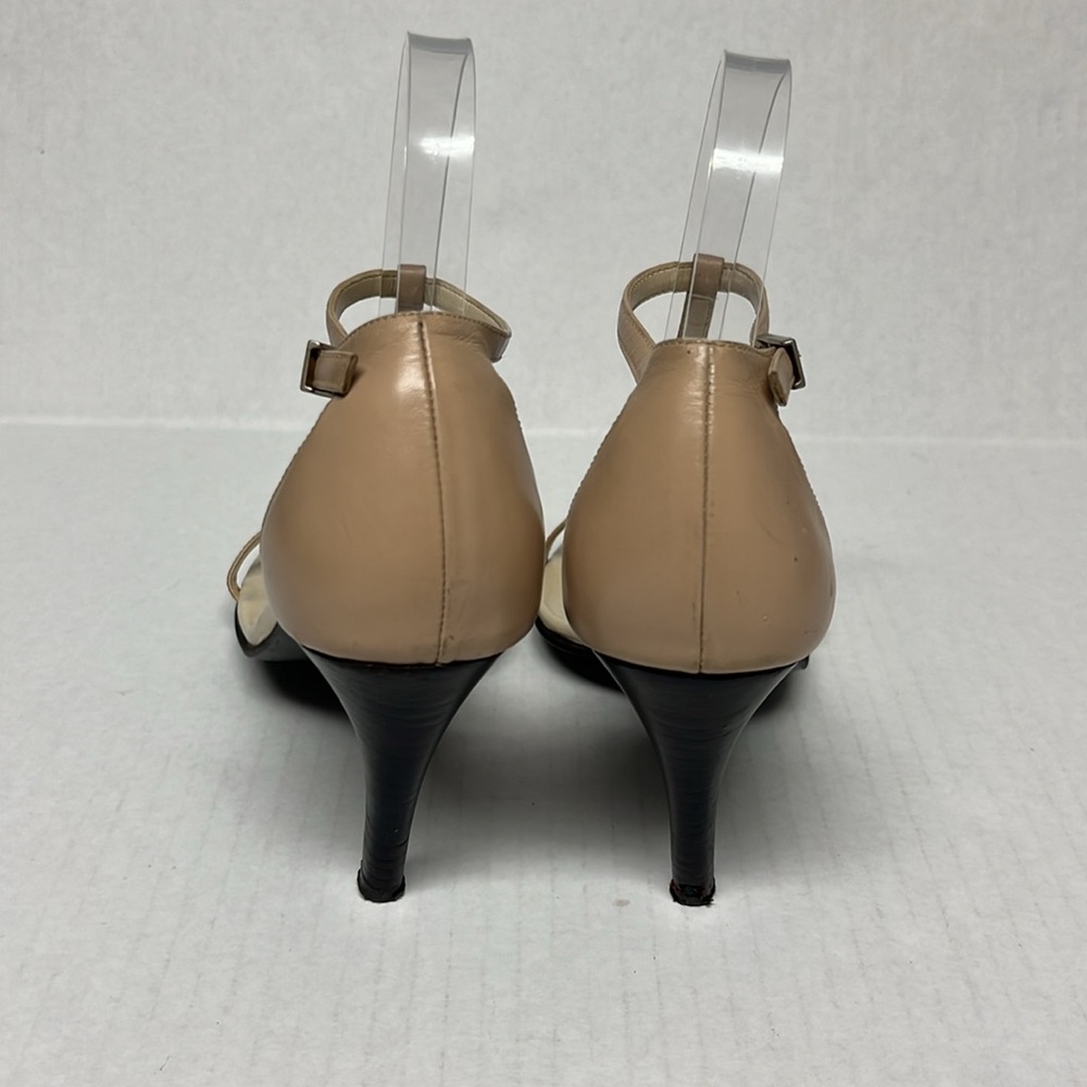 Nude square toe T-Strap leather stiletto heel Sandals 36 minimalistic capsule - Picture 9 of 15